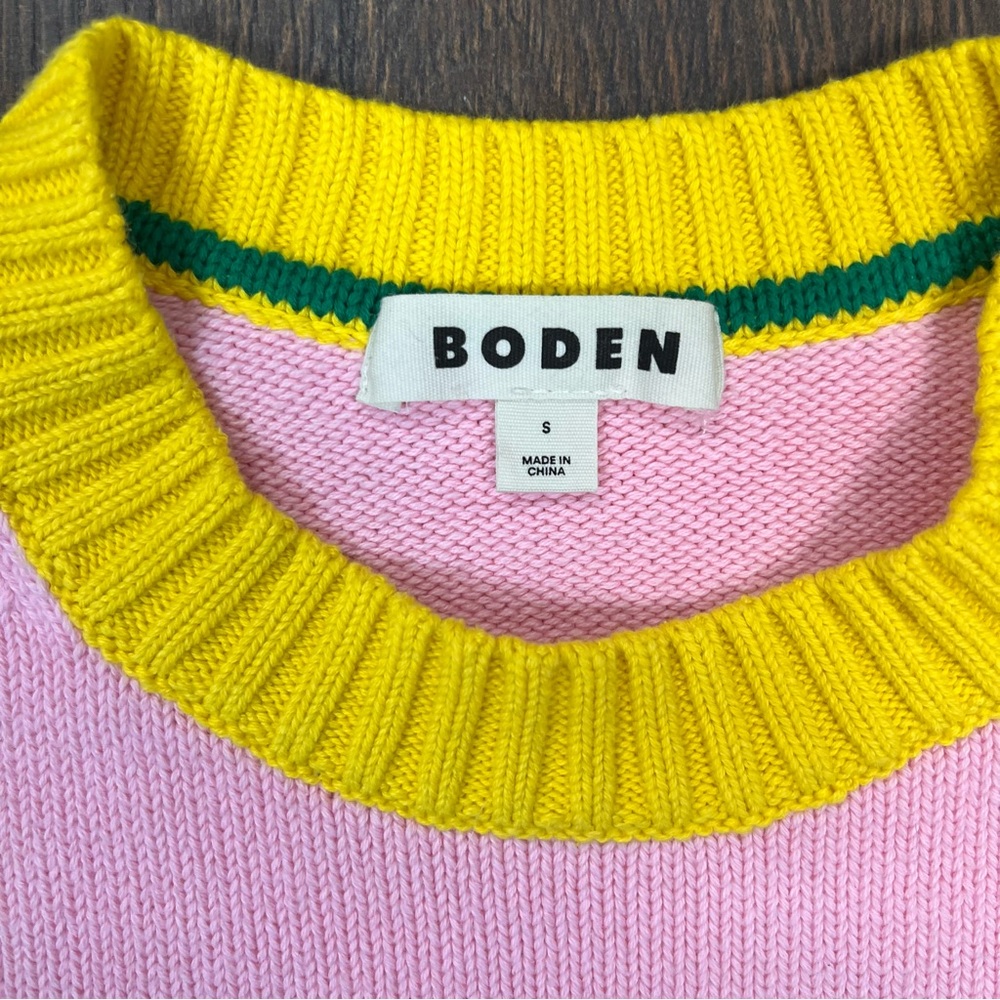 Biden Jenna Colorblock Cotton Pink and Yellow Women's Sweater SZ SM - Picture 6 of 8